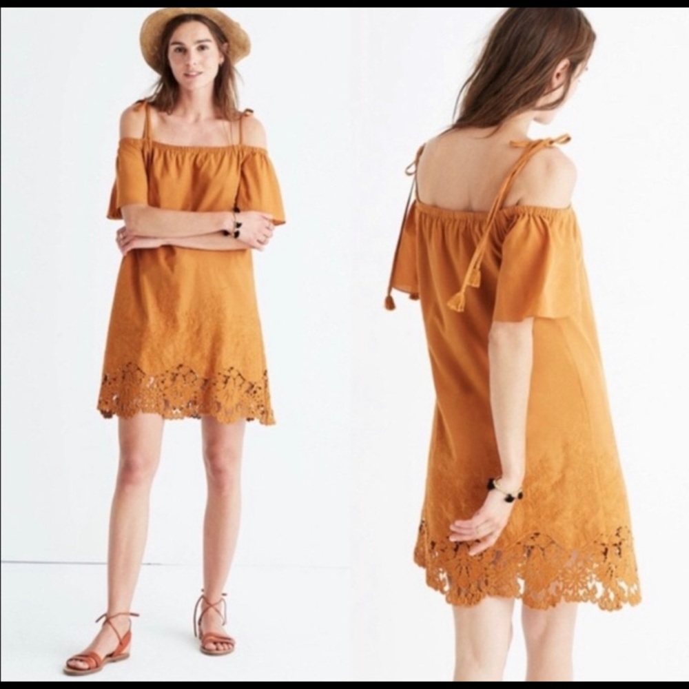 Madewell embroidered eyelet cold shoulder dress